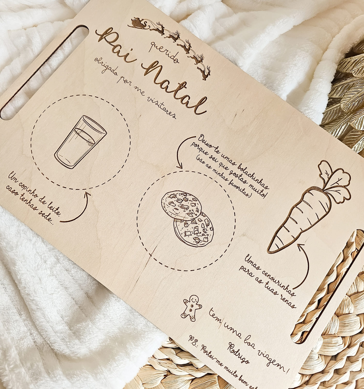 Tabuleiro de Natal Personalizado - Para o Pai Natal e Renas Tabuleiro de Natal Personalizado - Para o Pai Natal e Renas