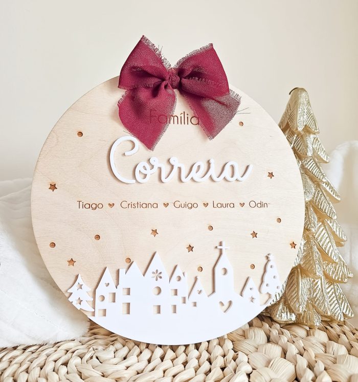 Placa de Família Personalizada de Natal