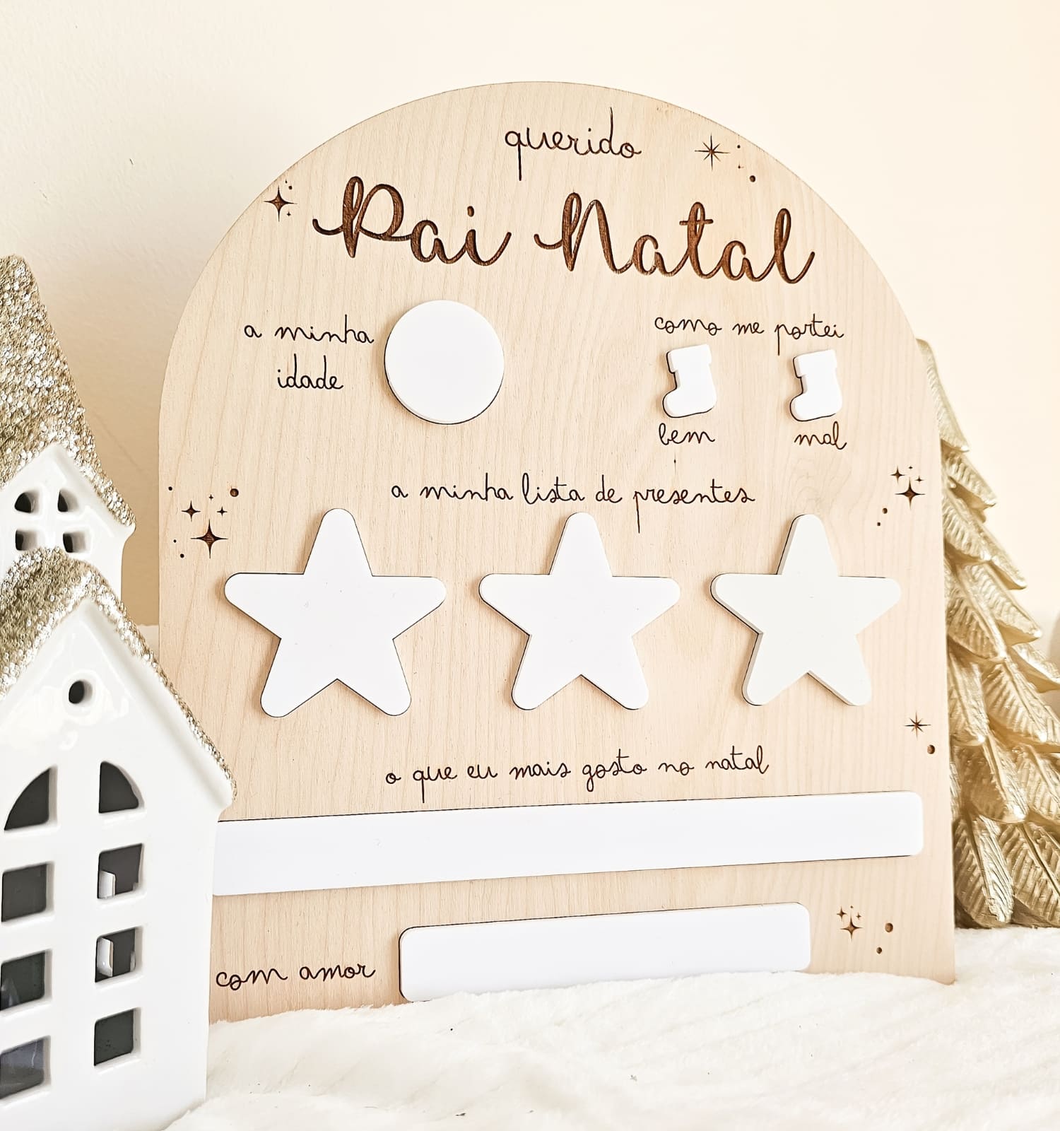 Placa de Natal para Lista de Presentes Placa de Natal para Lista de Presentes