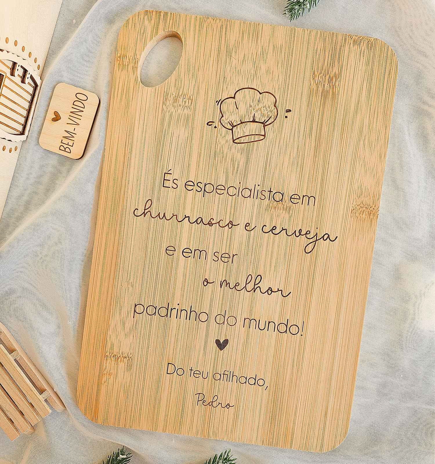 Tábua de Cozinha Personalizada - Tema Chef - PIPÁPÁ - Amor em Madeira Tábua de Cozinha Personalizada - Tema Chef