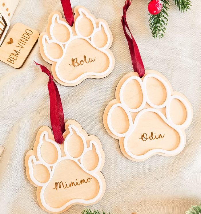 Ornamento Pata Cão/Gato Personalizado com Nome
