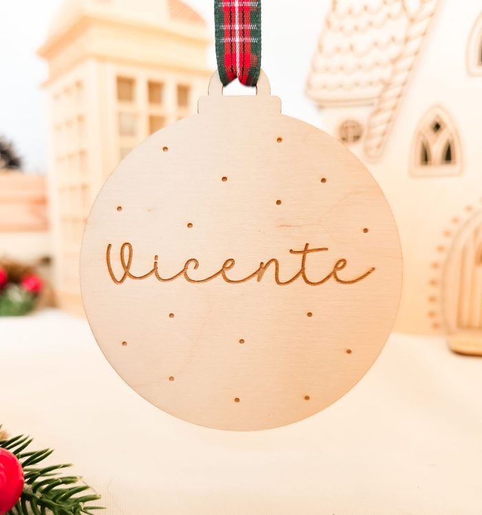 Bola de Natal Madeira Personalizada com Nome
