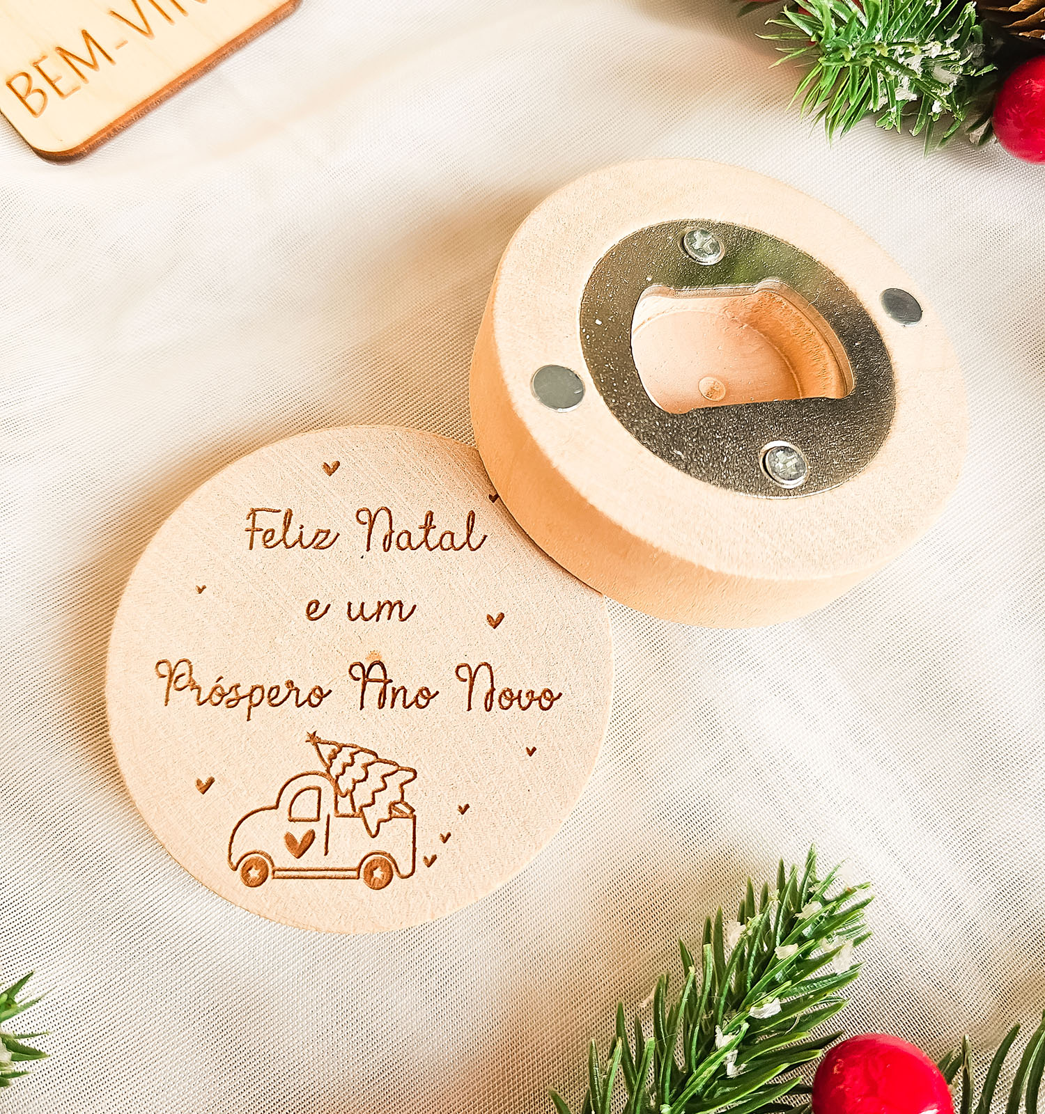 Abre Caricas Natal Personalizado - PIPÁPÁ - Amor em Madeira Abre Caricas Natal Personalizado