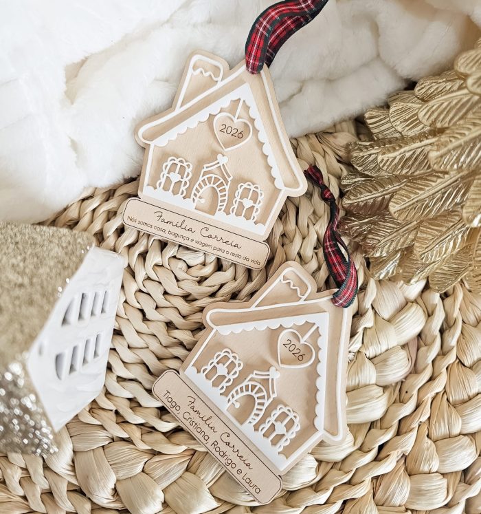 Ornamento Casa de Natal Personalizado: Frases em Madeira Acrílico