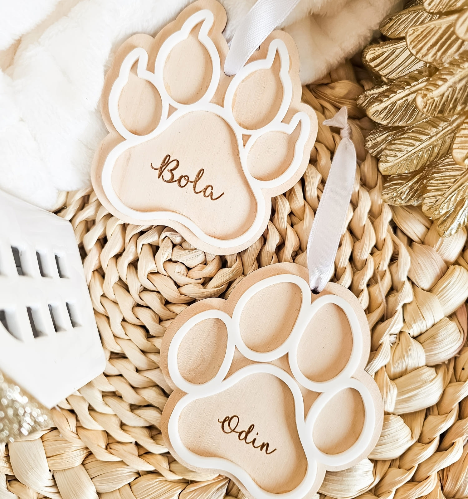 Ornamento Pata Cão/Gato Personalizado com Nome Ornamento Pata Cão/Gato Personalizado com Nome