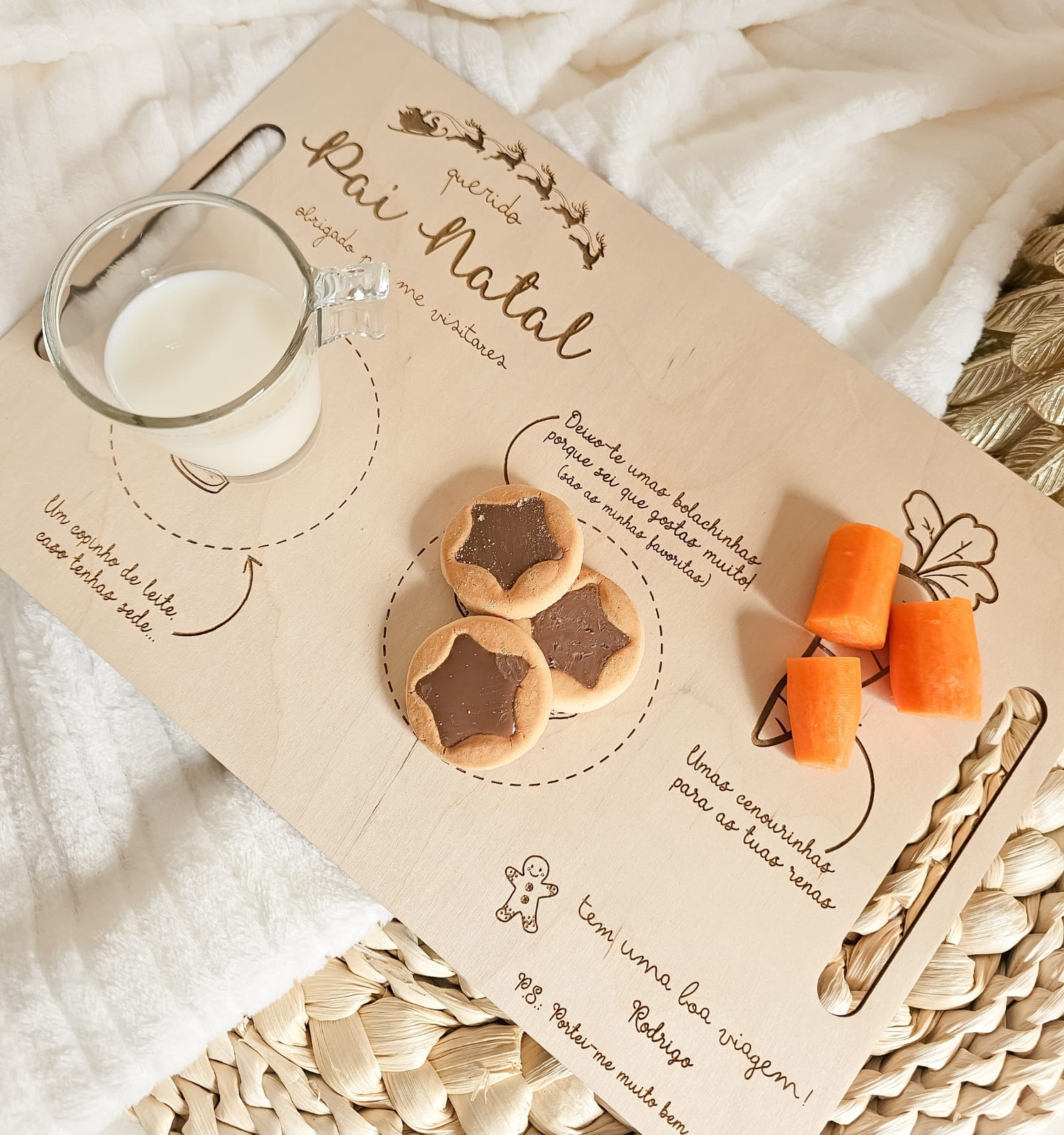 Tabuleiro de Natal Personalizado - Para o Pai Natal e Renas Tabuleiro de Natal Personalizado - Para o Pai Natal e Renas