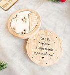 Espelho de Bolso em Madeira com Frase Personalizada