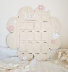 Quadro 1.º Ano com Formato Flor — Branco e Rosa