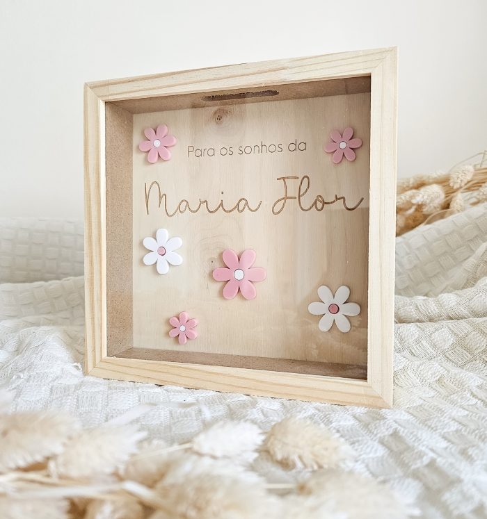 Mealheiro Personalizado em Madeira - Flores