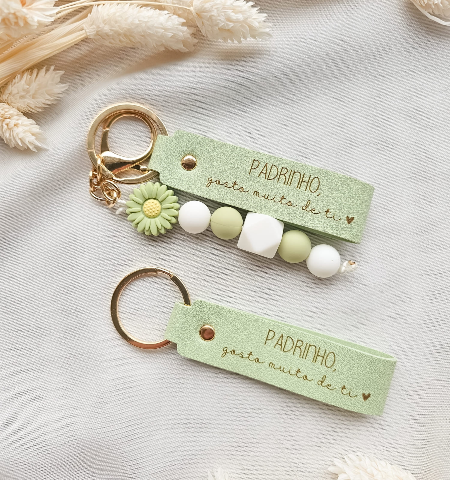 Porta-Chaves de Couro Verde Personalizado