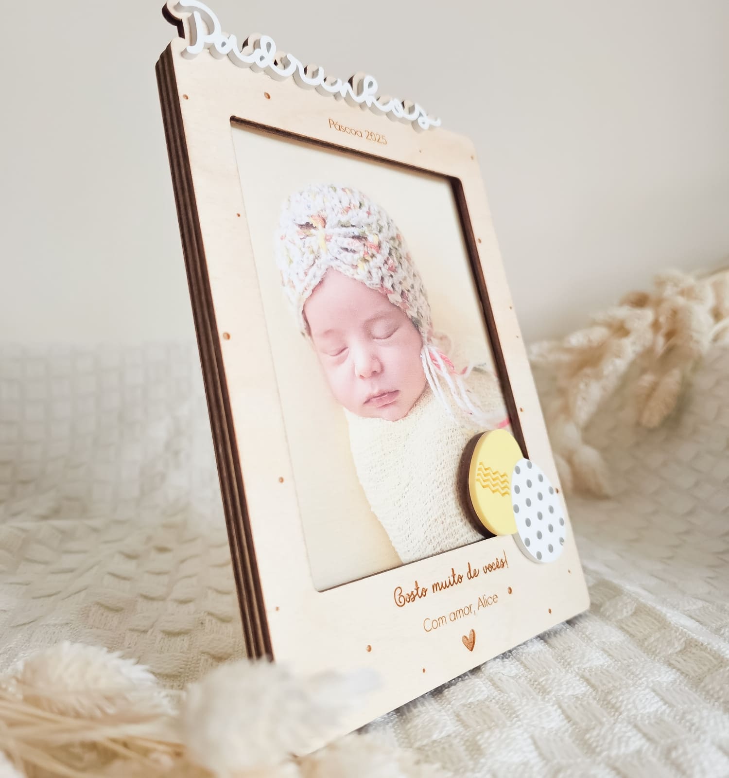 Moldura personalizada em madeira para padrinhos com fotografia - PIPÁPÁ - Amor em Madeira Moldura personalizada em madeira para padrinhos com fotografia