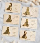 Lembrança Personalizada em Madeira com Acrílico Dourado e Íman | Casamento e Batizado