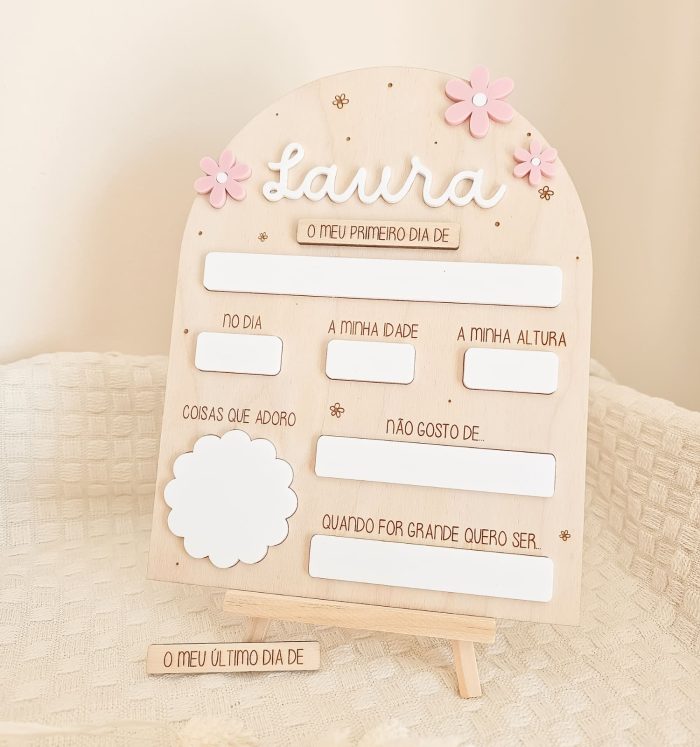Placa “O Meu Primeiro Dia” em Madeira — Flores